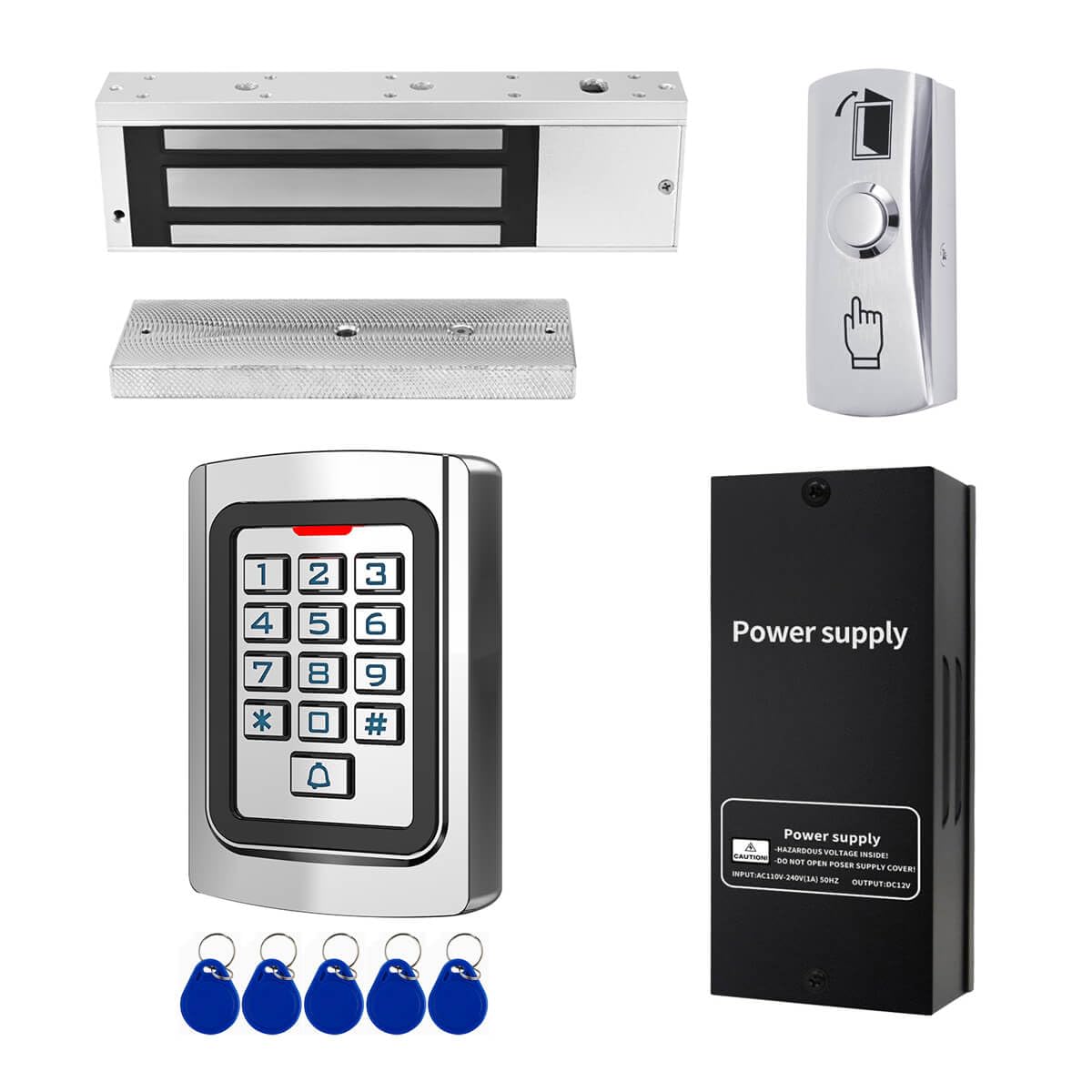 Door Access Control System 1200Lb Electric Magnetic Door Lock Kit Waterproof Keypad Id Card Smartphone Tuya App Remote Control