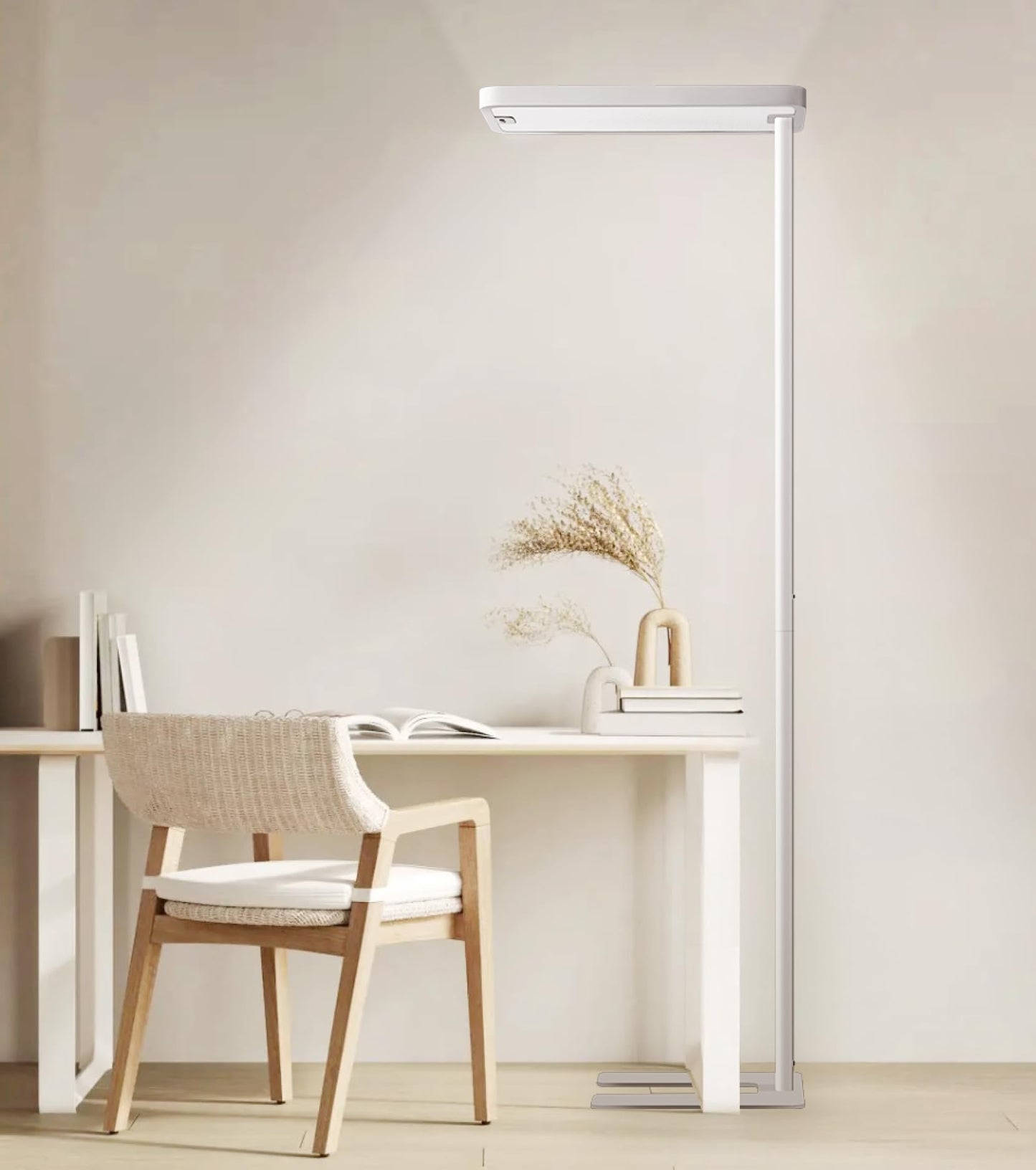 PalFish Pure Light Floor Lamp - Motion Sensor, 100W Full-Spectrum Standing Lamp for Bedroom, Living Room & Office - 60000+h Lifetime, 9500LM, 4000K, White Floor Lamp