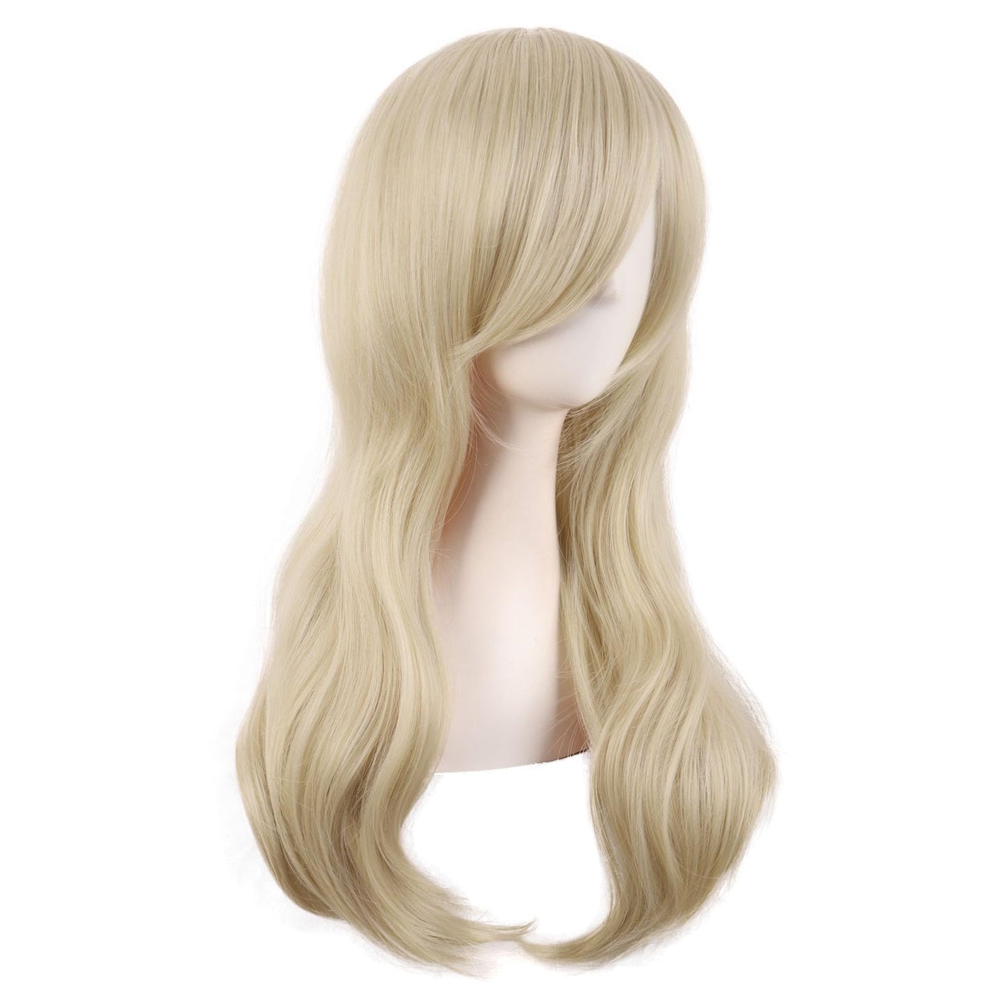 MapofBeauty 24 Inch/60 cm Side Bangs Stylish Long Great Wavy Curly Cosplay Party Wig (Blonde)