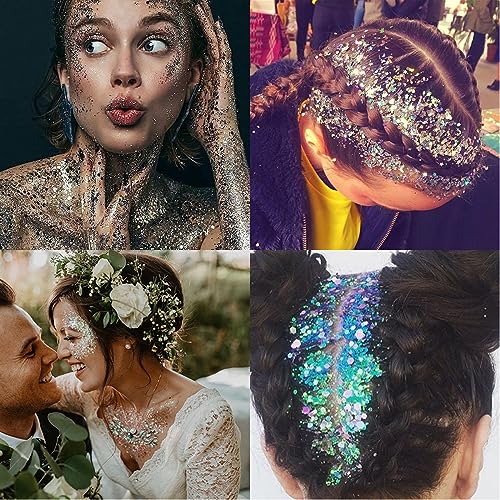 Body Glitter Face Glitter Makeup Festival Glitter, 20 Colors Face and Body Glitter Gel, Hair Glitter Gel, Body Makeup