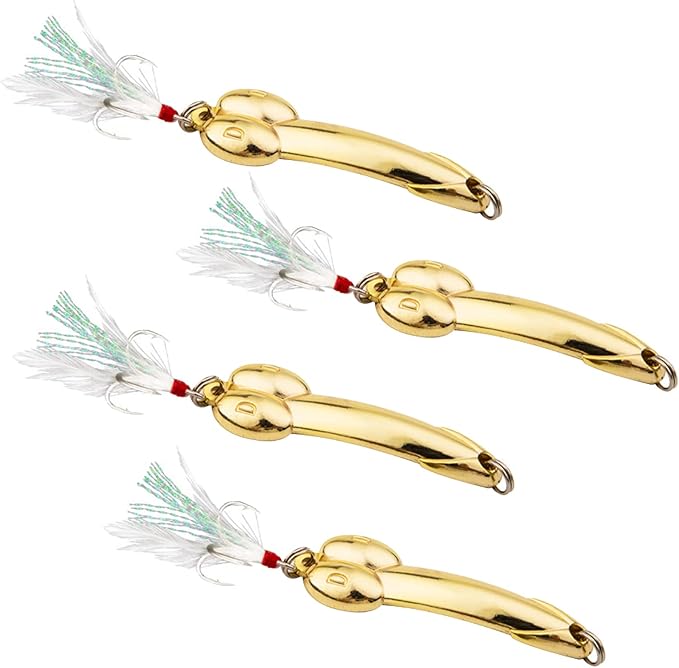 4Pack Funny Fishing Lures for Men Saltwater Fishing Lures Set Metal Jigging Spoons for Bass Fishing Crank Baits Topwater L...