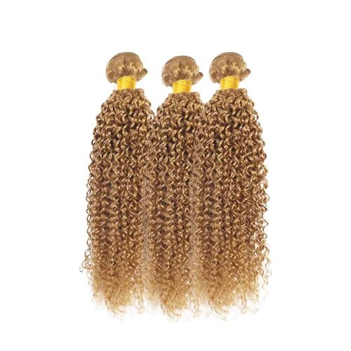 Fabimiya 16 18 20 Inch Human Hair Bundles Honey Blonde 27# Jerry Curly Bundles Human Hair 100% Unprocessed Soft Sewn In Hair with Double Weft for Black Women