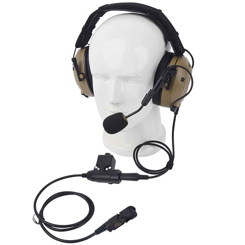 Pdflie NRR 26dB Noise Cancelling Headphones Military Airsoft Communication Earpiece Ztac Tactical Headset with U94 Ptt Speaker Microphone for Motorola Radios xpr3300e xpr3500 xpr3500e (NATO US Wired)