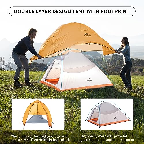 Naturehike Cloud-Up 2 Person Tent Lightweight Backpacking Tent with Footprint - Free Standing Ultralight Camping Hiking Ba...