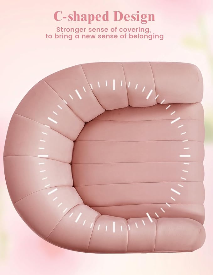 Kromax Swivel Accent Chair with Armrest, Set of 2, Mid Century 360 Degree Swivel Barrel Chair Overstuffed Tufted Velvet, Ideal for Living Room, Bedroom, Reading Room, Light Pink