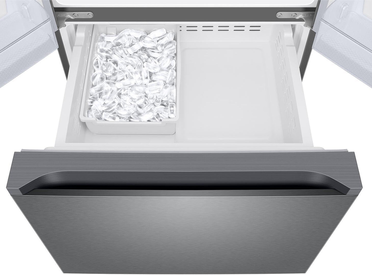 Samsung 22 cu. ft. Smart 3-Door French Door Refrigerator with External Water Dispenser, Stainless Steel, RF22A4221SR/AA