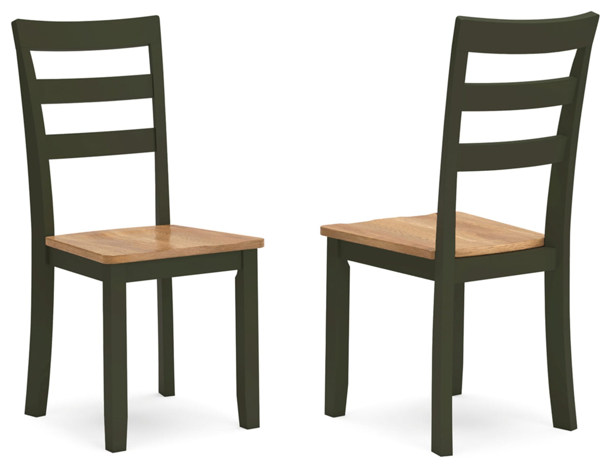 Signature Design by Ashley Gesthaven Modern Indoor Armless Dining Chair, Set of 2, Green & Light Brown