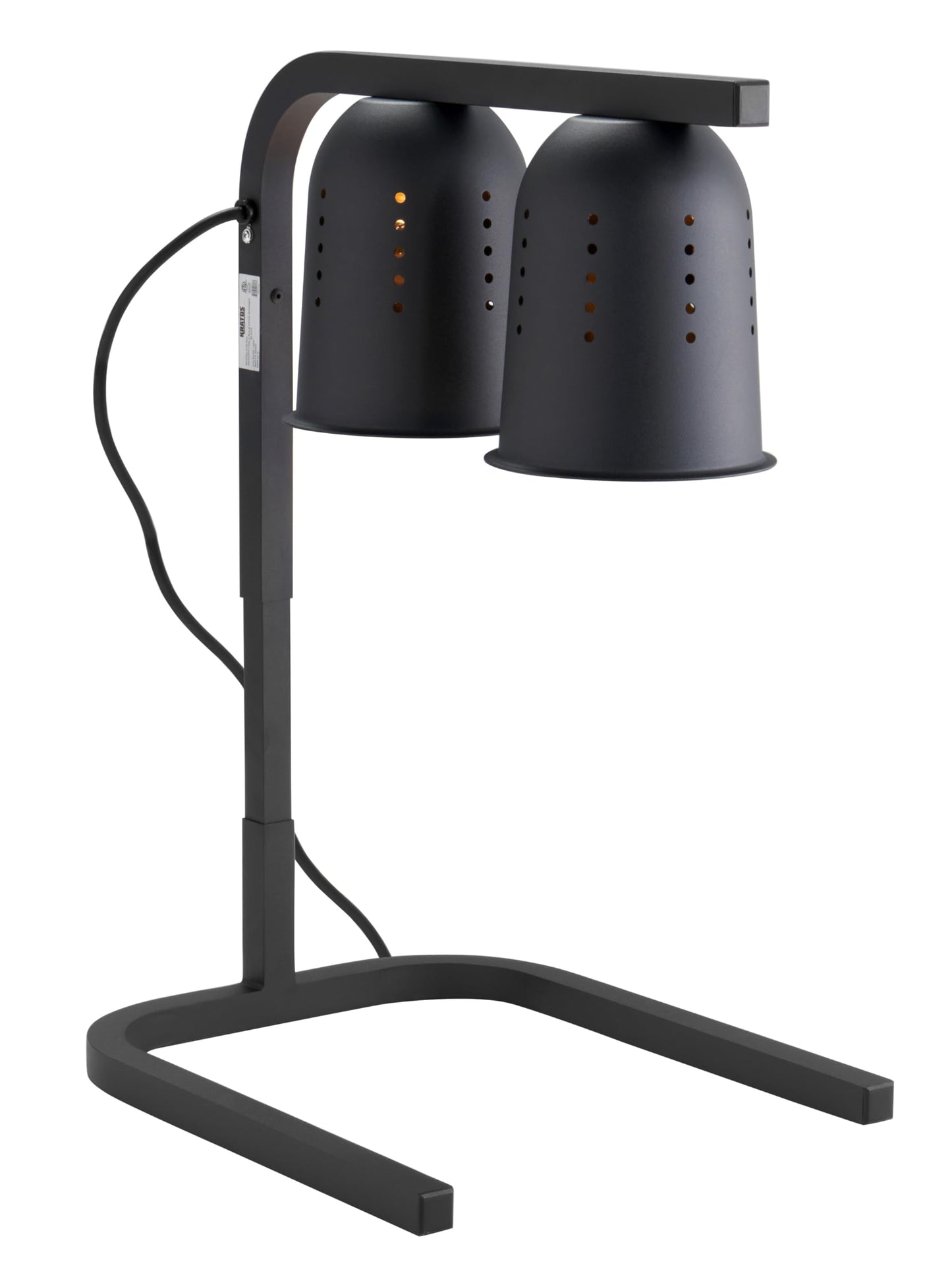 Kratos Commercial Bulb Warmer, Two Bulb Heat Lamp for Food, Black, 120V, 500 Watts, Countertop Electric Food Warmer for Restaurants (31M-004)