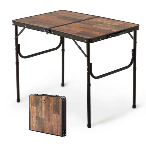Naturehike Folding Camping Table, Portable Tables with Adjustable Legs, 35.4×23.6×14.6 Inch Foldable Camp Pinic Tables with Carry Bag for Outdoor Camping, BBQ, Travel - Large Retro