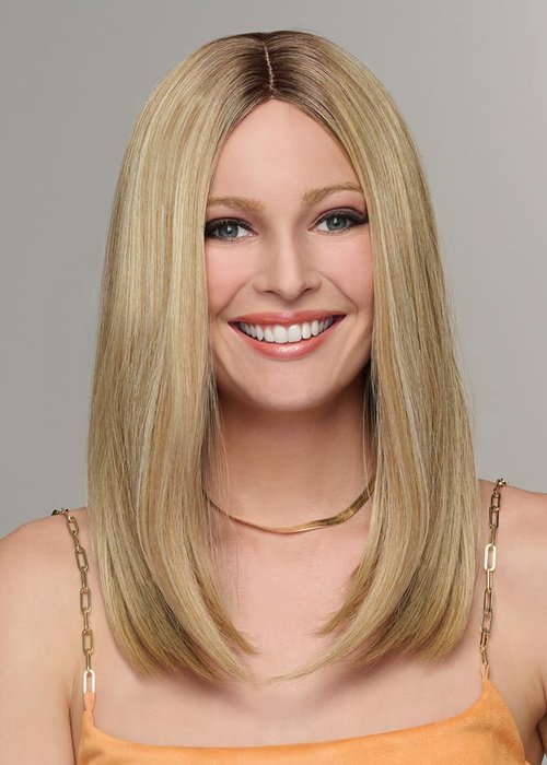 Hairuwear Hairdo Sleek For The Week Straight Asymmetrical Shoulder Length Wig, Average Cap, SS14/25 Rooted Honey Ginger