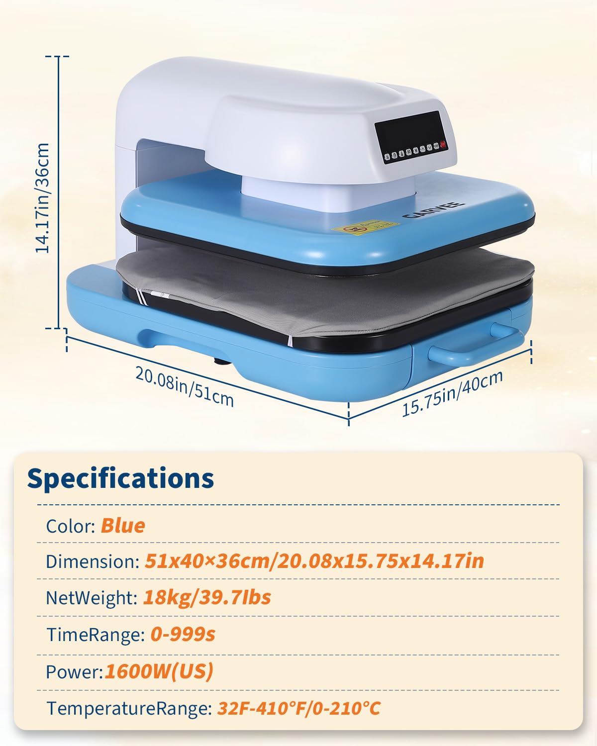 Auto Heat Press Machine, 15"x15" Professional Smart Heat Press with Precise Temp/Timer Control, Digital Display, 4 Memory Modes for HTV Sublimation Heat Transfer Projects, Fast Even Heat