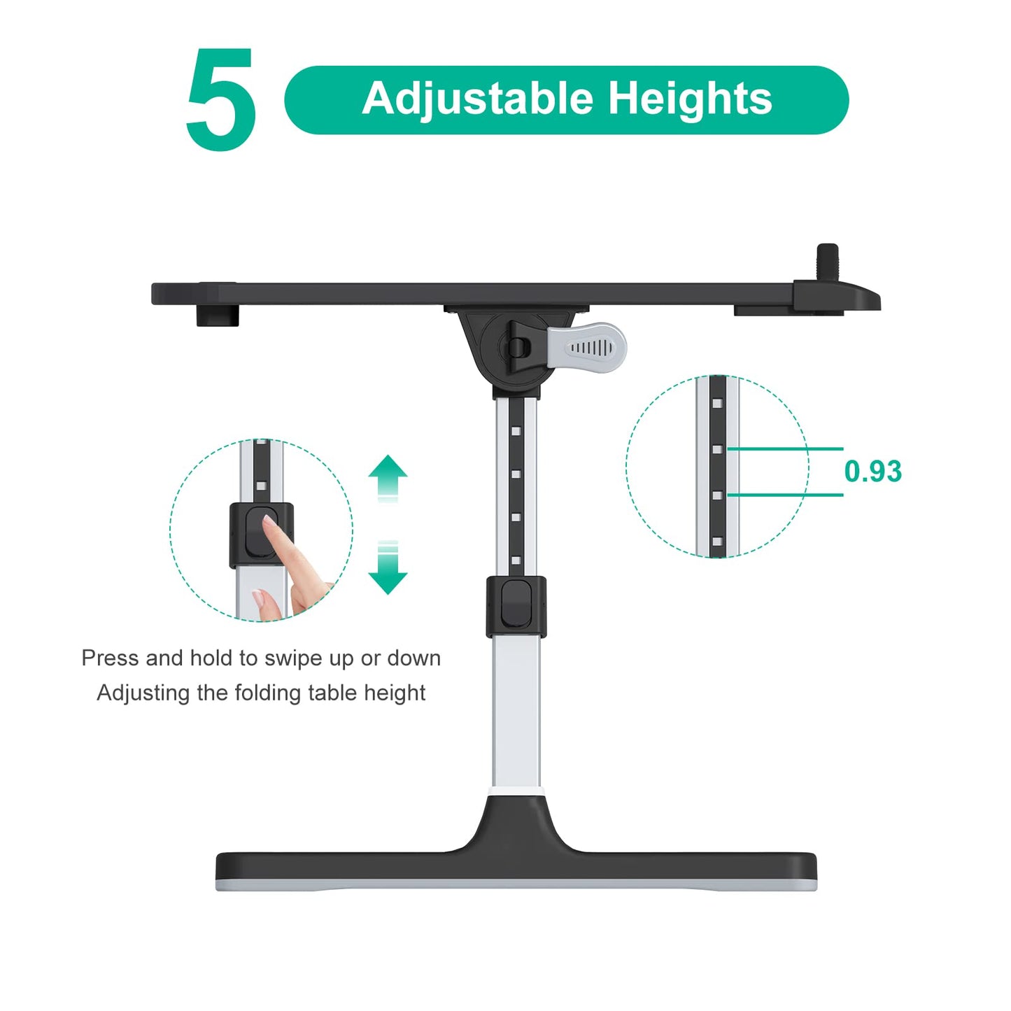 Laptop Bed Tray Desk with Adjustable Heights and Angles, Upgraded-Sturdy Foldable Lap Desk for Bed/Couch/Floor (NO Drawer, Black)