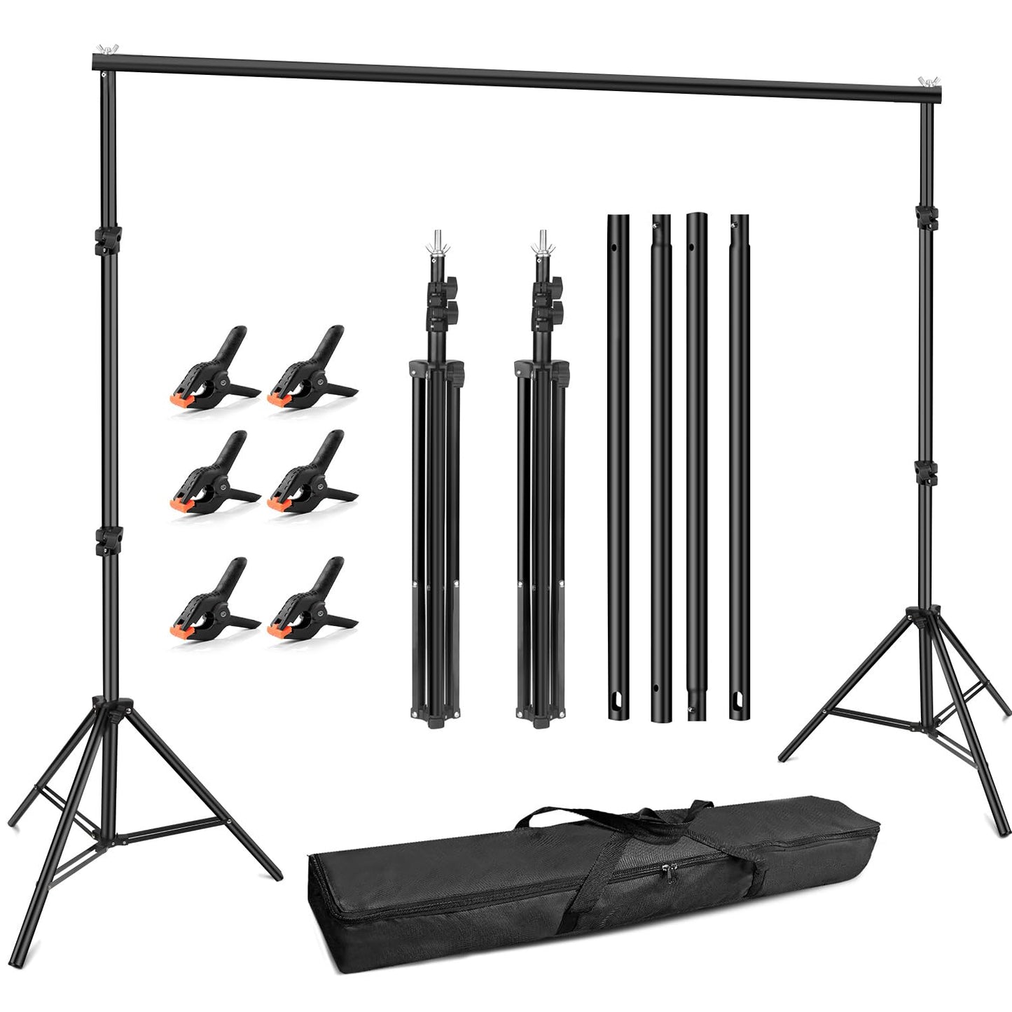 Hemmotop Photo Backdrop Stand, 10x7 ft Background Stand for Photoshoot, Adjustable Backdrops Support kit with Carry Bag for Parties, Photography, Projector Screen, Wedding, Decoration, Balloons