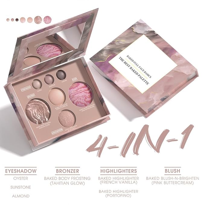 Baked full-face palette, 7-color repair tray, 7-in-1 with eye shadow, highlighter, blush and bronze color, 6.5x0.95 inch. (7-color capacity repairing disk)