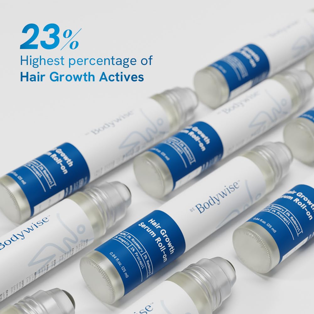 Be Bodywise Rosemary Hair Growth Serum Roll On 25 ml - 3% Rosemary, 3% Redensyl & 2% Anagain | DHT-Blocking Scalp Serum Boosts O