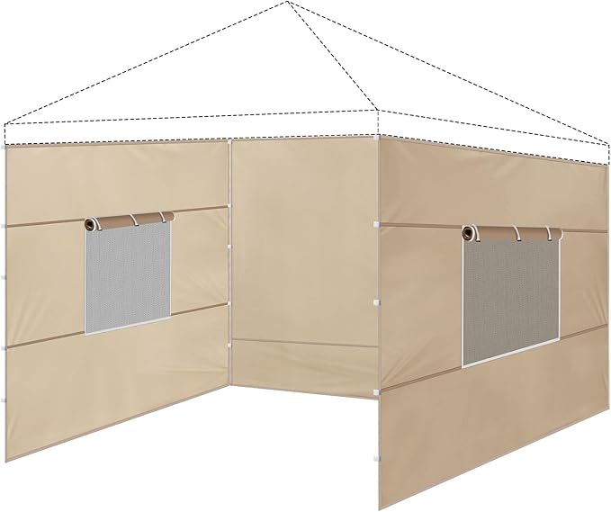 3 Pcs 10x10 Canopy Sidewalls with Roll-up Windows for 10x10 Pop Up Canopy Straight Leg Outdoor Instant Canopy Sidewall Wat...