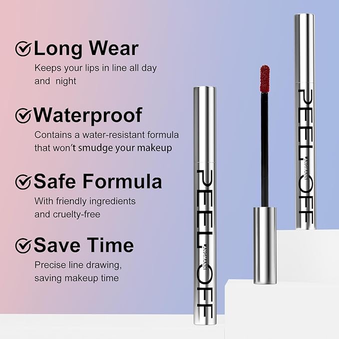 LANGMANNI Long-Lasting Peel Off Lip Liner Set, Waterproof & Smudge-Proof Matte Lip Liners Gift Makeup For Girls（#1）
