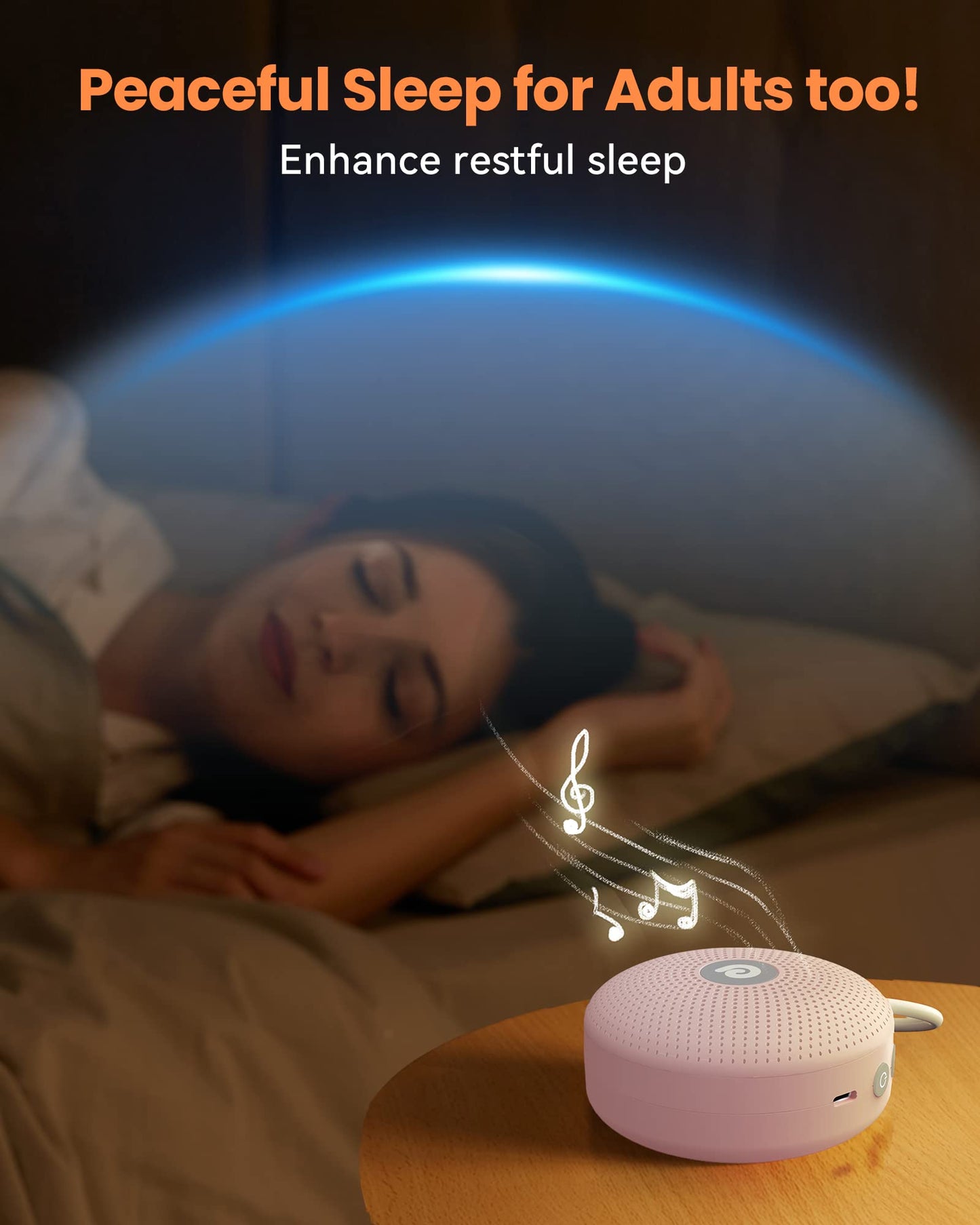 Dreamegg Sound Machine - Portable Sound Machine for Baby Adult, Features Powerful Battery, 21 Soothing Sound, Noise Canceling for Office & Sleeping, Sound Therapy for Home, Travel, Gift