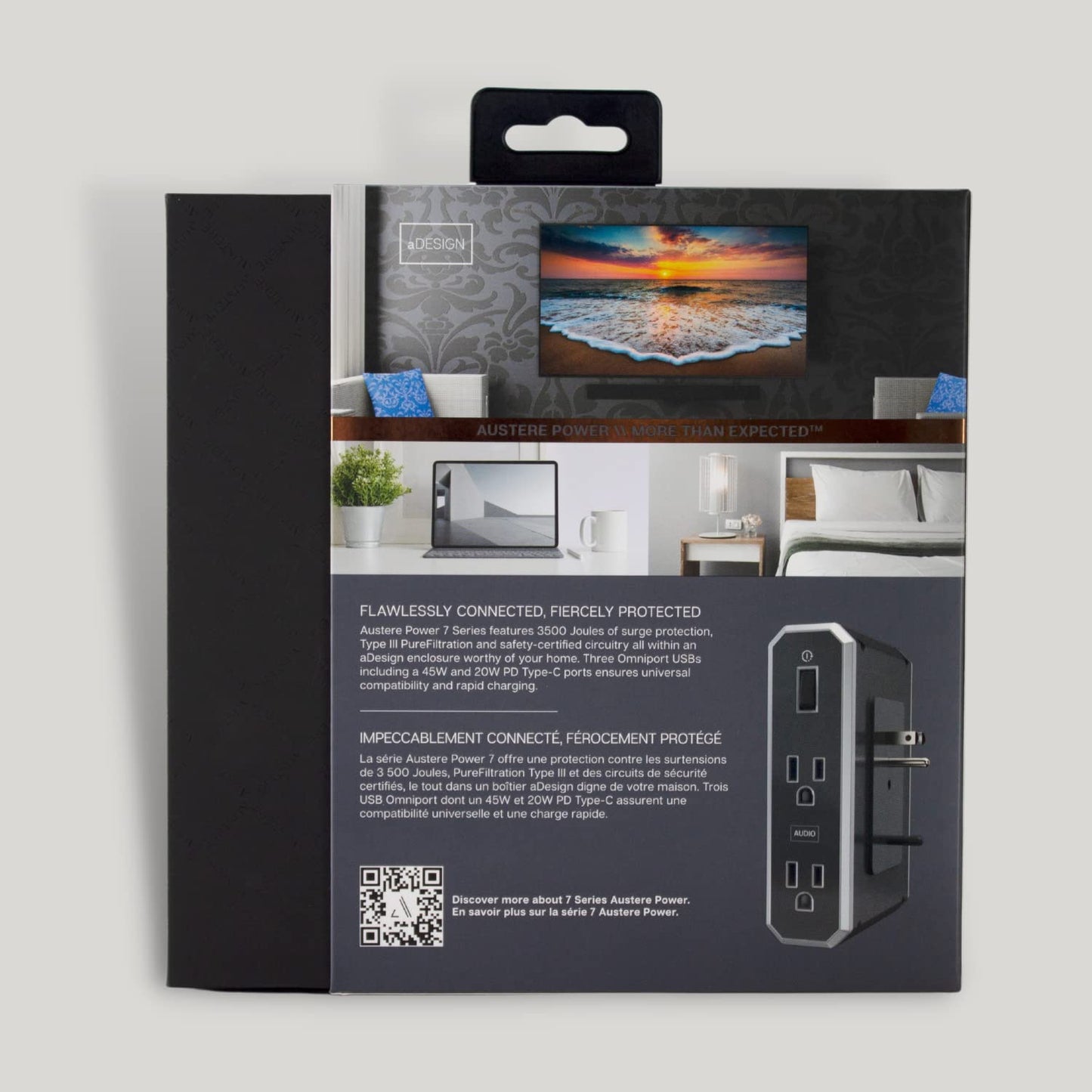 Austere Vii Series, Wall Power 4 Outlet Surge Protector, 3500 Joules, Isolated Emi/Rfi Filtering, 2 Usb-C 45W & 20W Fast Charger
