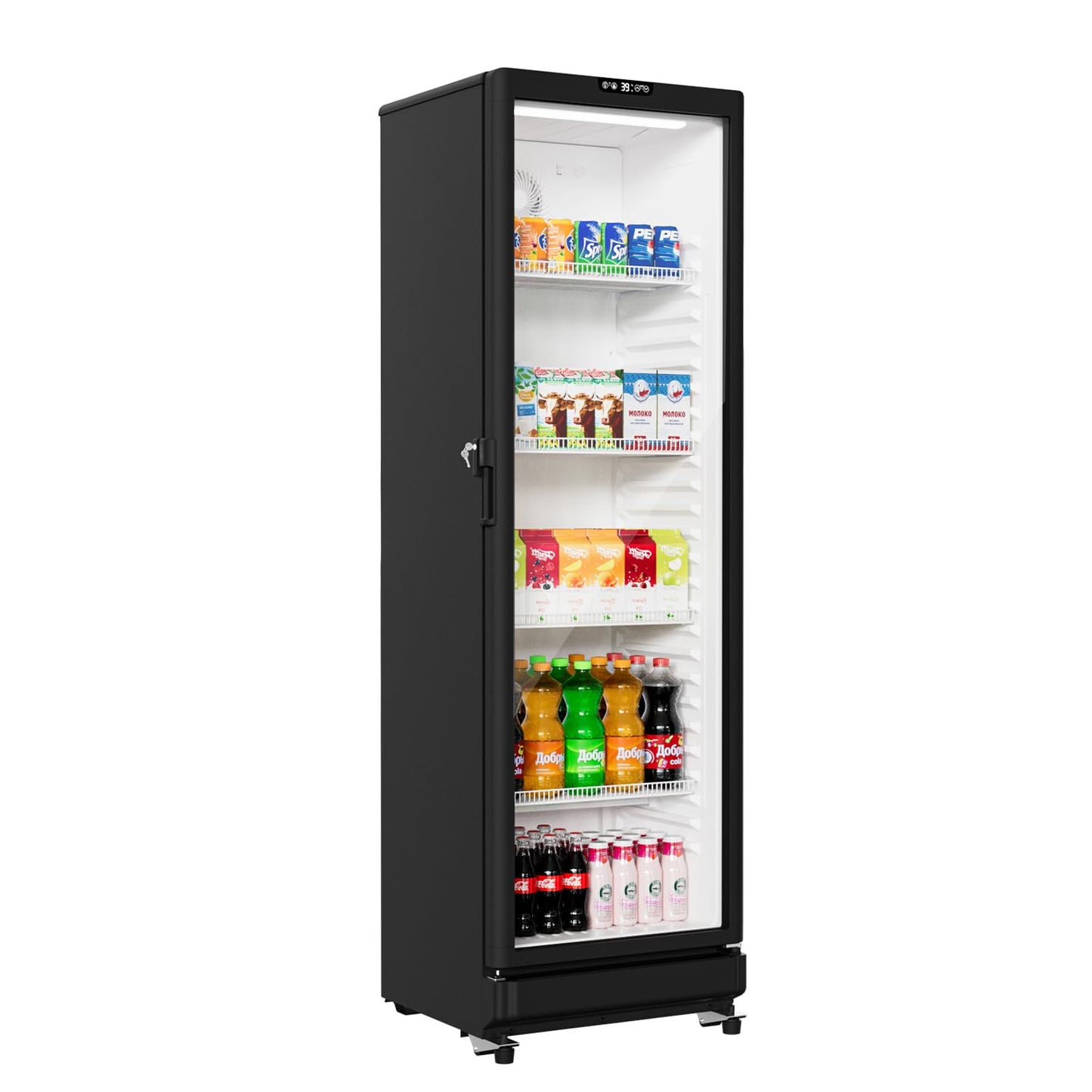 BEYOU Beverage Refrigerators, 12.2 cu. Ft commercial Display Fridge with Double-Tempered Glass Door Door, Merchandiser for Living Room, Bar, Garage（Black）