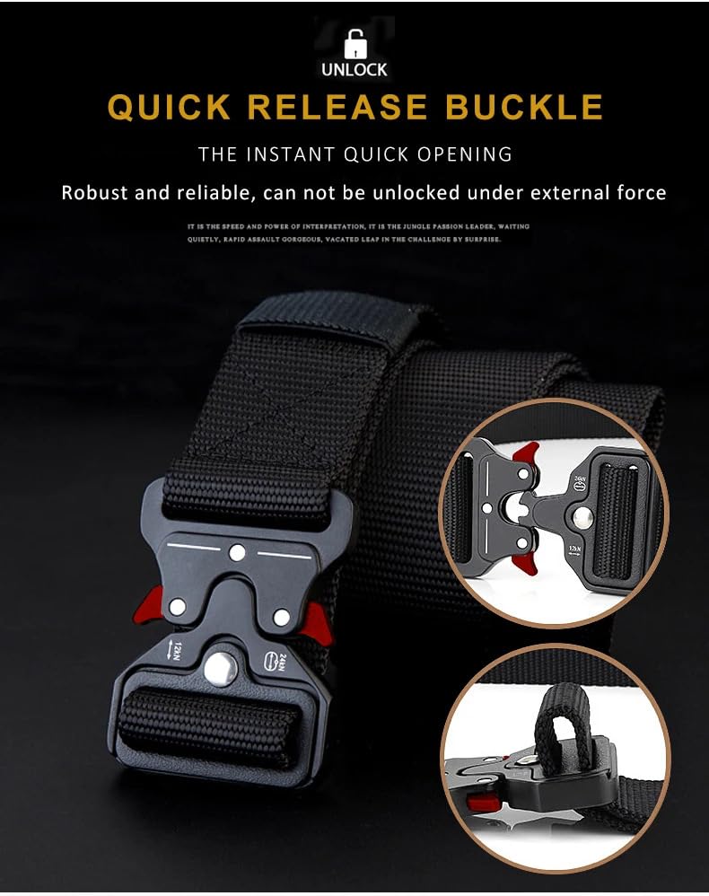 Men's Belts, tactical belts, Military Training Belt With Adjustable Knot And Quick Release Buckle