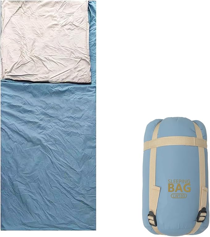 Compact Ultra Lightweight Sleeping Bag Envelope Backpacking Bag with Compression Sack for Adults Warm Weather Camping, Tra...