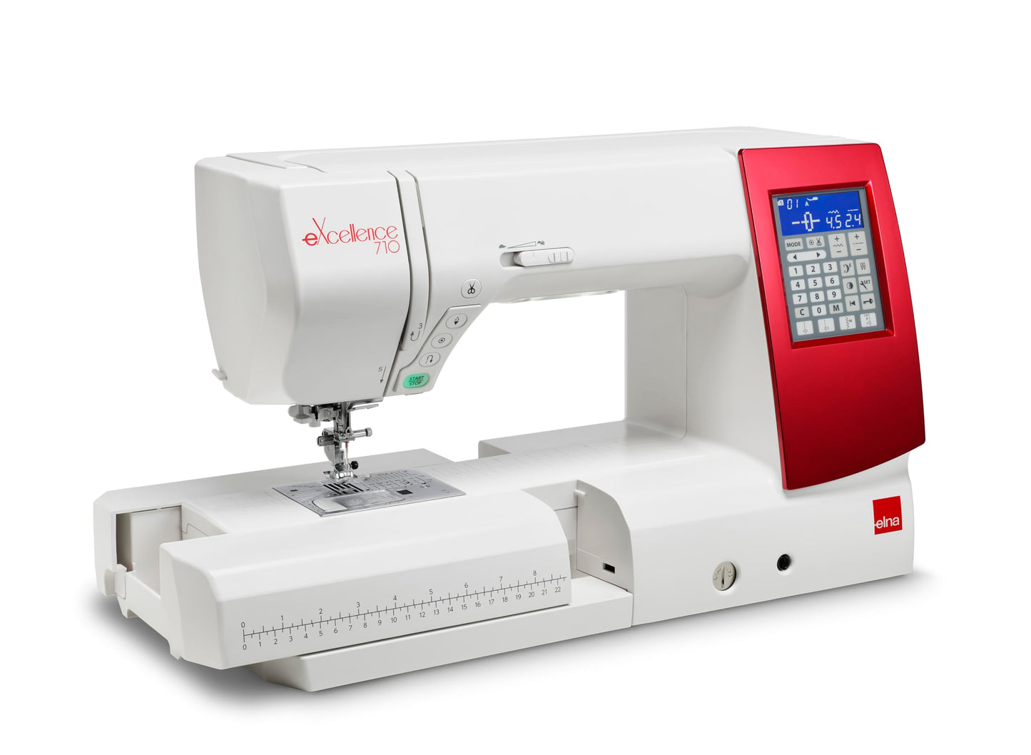Elna eXcellence 710 Computerized Sewing and Quilting Machine, 11" sewing bed, Include Advanced Dual Feed System, 15 Included Presser Feet, and No Assembly