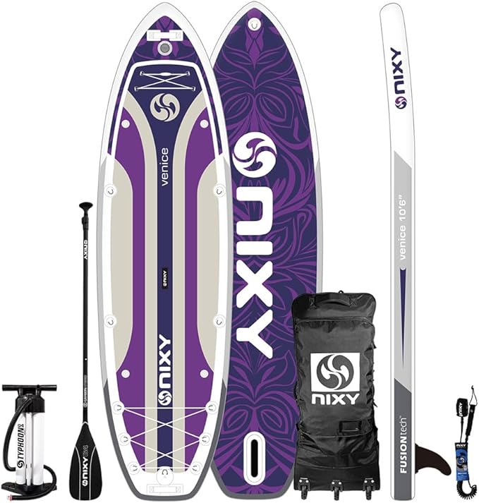 NIXY Venice G5 Cruiser & Yoga Inflatable Paddle Board | 10'6" x 34" x 6" Ultra-Light SUP with Welded Seams, Woven Drop Sti...