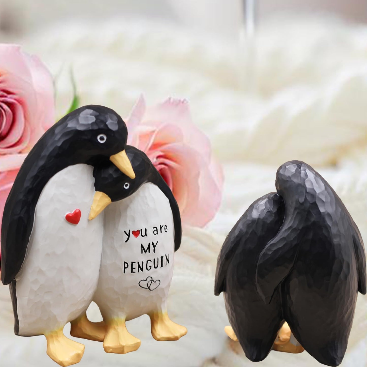 AUMELO Anniversary Wedding Gifts for Women Men Couple, Gifts for Her Him, Birthday Gift for Girlfriend Boyfriend, I Love You Gift for Wife -Couple Penguin Figurine for Christmas Valentines Day