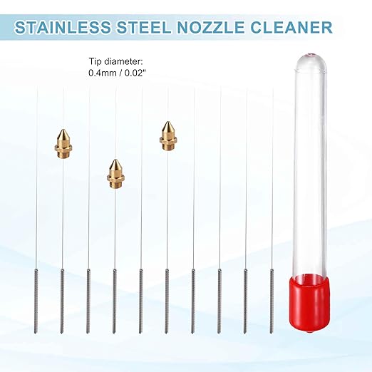 MECCANIXITY 20Pcs 3D Printer Nozzle Cleaning Kit Precision 0.4mm Stainless Steel Cleaner Needles for 3D Printer Clog Removal, Maintenance