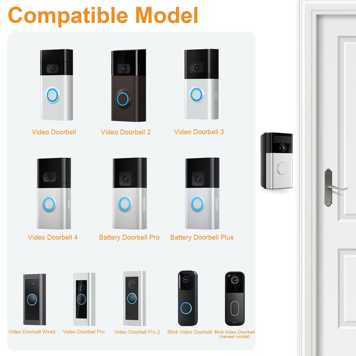 Nanw Adjustable 30 To 55 Degree Doorbell Angle Mount Compatible With Video Doorbell 1/2/3/4/Wired/Pro/(2020 Release)/Battery Doo