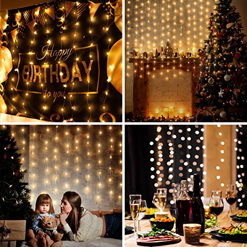 Tuanse 195 LED Curtain Tapestry Lights Backdrop String Lights, 6.5 x 5 Feet Hanging Fairy Curtain Light with 8 Lighting Mo...