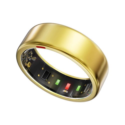 POBOVi Smart Ring for Women Men- Sleep/Fitness/Stress/Heart Rate Tracker- Menstrual Records - 7 Days Battery Life - Wireless Charging - No APP Subscription - iOS & Android Compatible (Gold, Size 11)