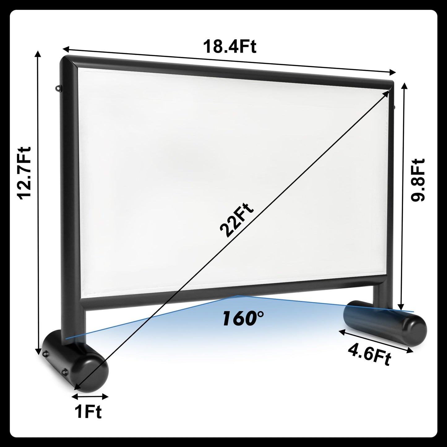 Heipigo Inflatable Projector Screen, 22ft PVC Upgraded Inflatable Movie Screen Outdoor Airtight Design with High Power Air Pump for Outdoor/Indoor - Does Not Require Continuous Inflation