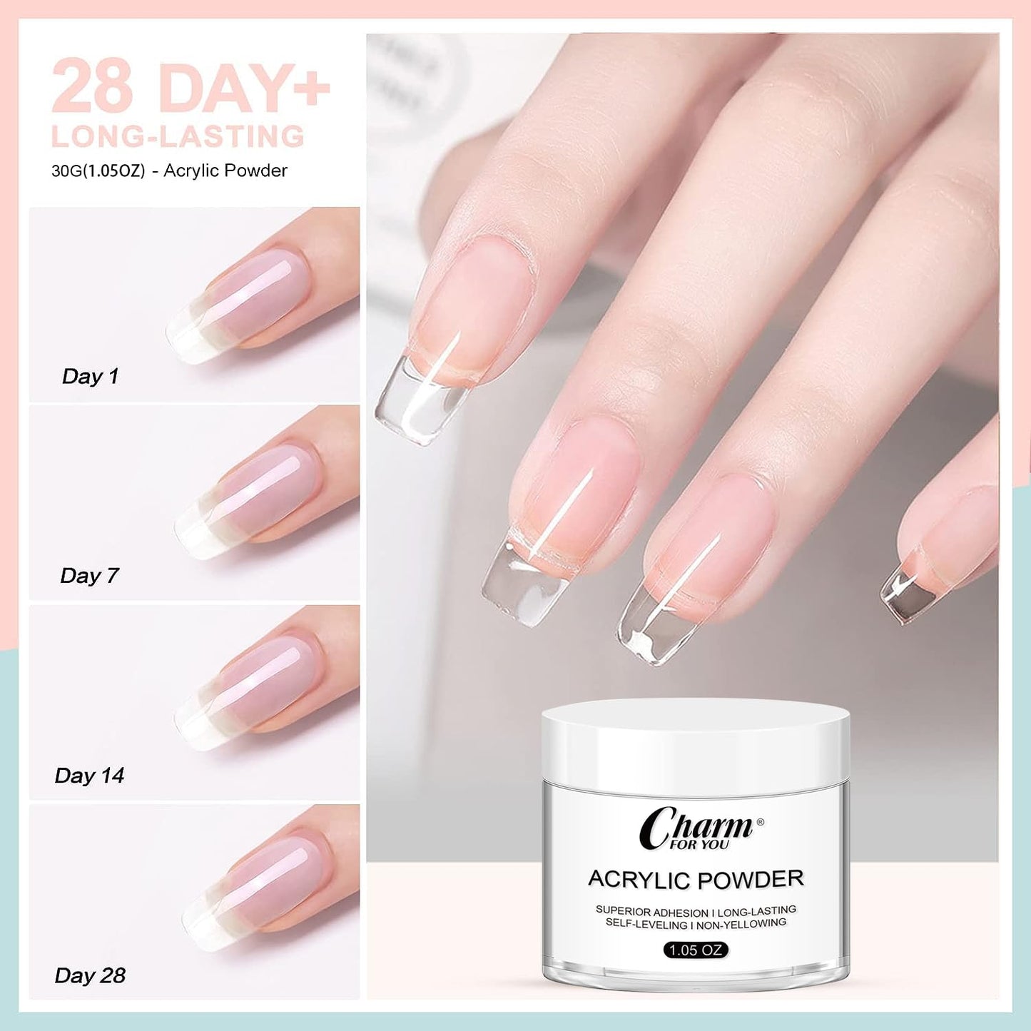 VERONNI Acrylic Nail Kit,14 Colors Acrylic Nail Powder Set for Acrylic Nail Extension 3D Carving for Nail Art Lover Beginner 30g