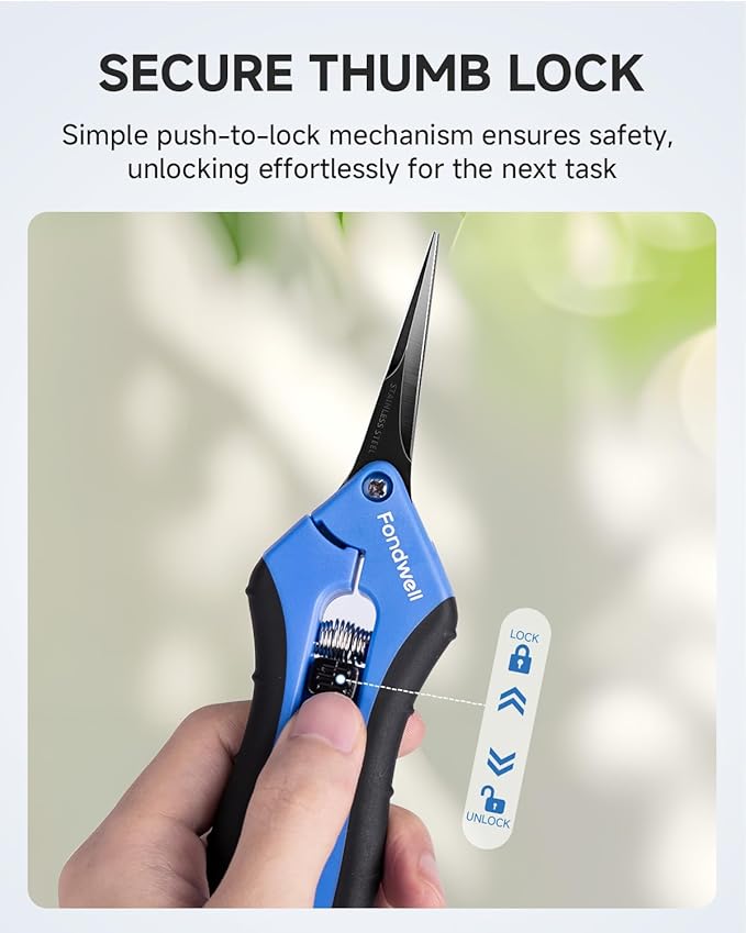Fondwell 6.5" Pruning Shears Garden Trimmer: 2 Pack of Mini Garden Scissors for Pruning Small Plants, Trim Buds, Pick Fruits, and More