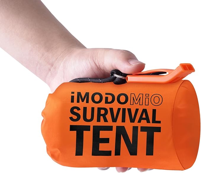 Emergency Survival Tent Life Shelter - 2 Person Mylar Emergency Shelter Tube Tent with Emergency Whistle & Paracord, All-W...