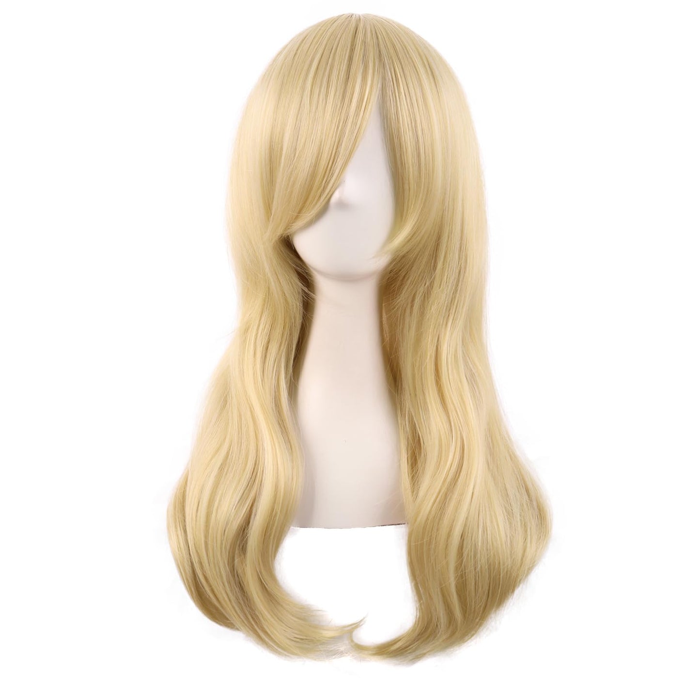 MapofBeauty 24 Inch/60 cm Side Bangs Stylish Long Great Wavy Curly Cosplay Party Wig (Mixed Golden)