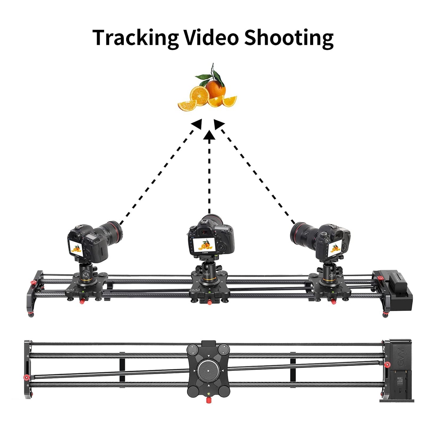 Gvm 48 /120Cm Motorized Camera Slider, App Professional Carbon Fiber Dolly Rail Camera Slider, Motorized Time Lapse And Video Sh