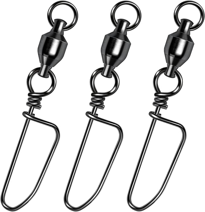 Alwonder 20-Pack Ball Bearing Swivels with Snaps, Fishing Snap Swivels Fishing Tackle Saltwater Freshwater Coastlock Snaps...
