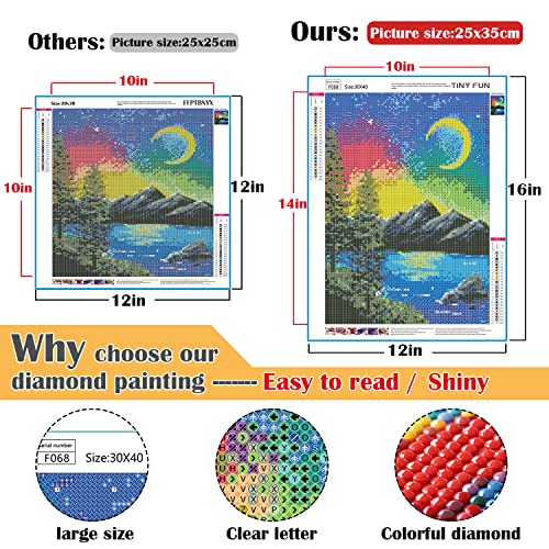 TINY FUN 12 Pack Diamond Painting Kits for Adults 5D Diamond Art Kit Paint by Number for Beginners, DIY Paint with Round F...