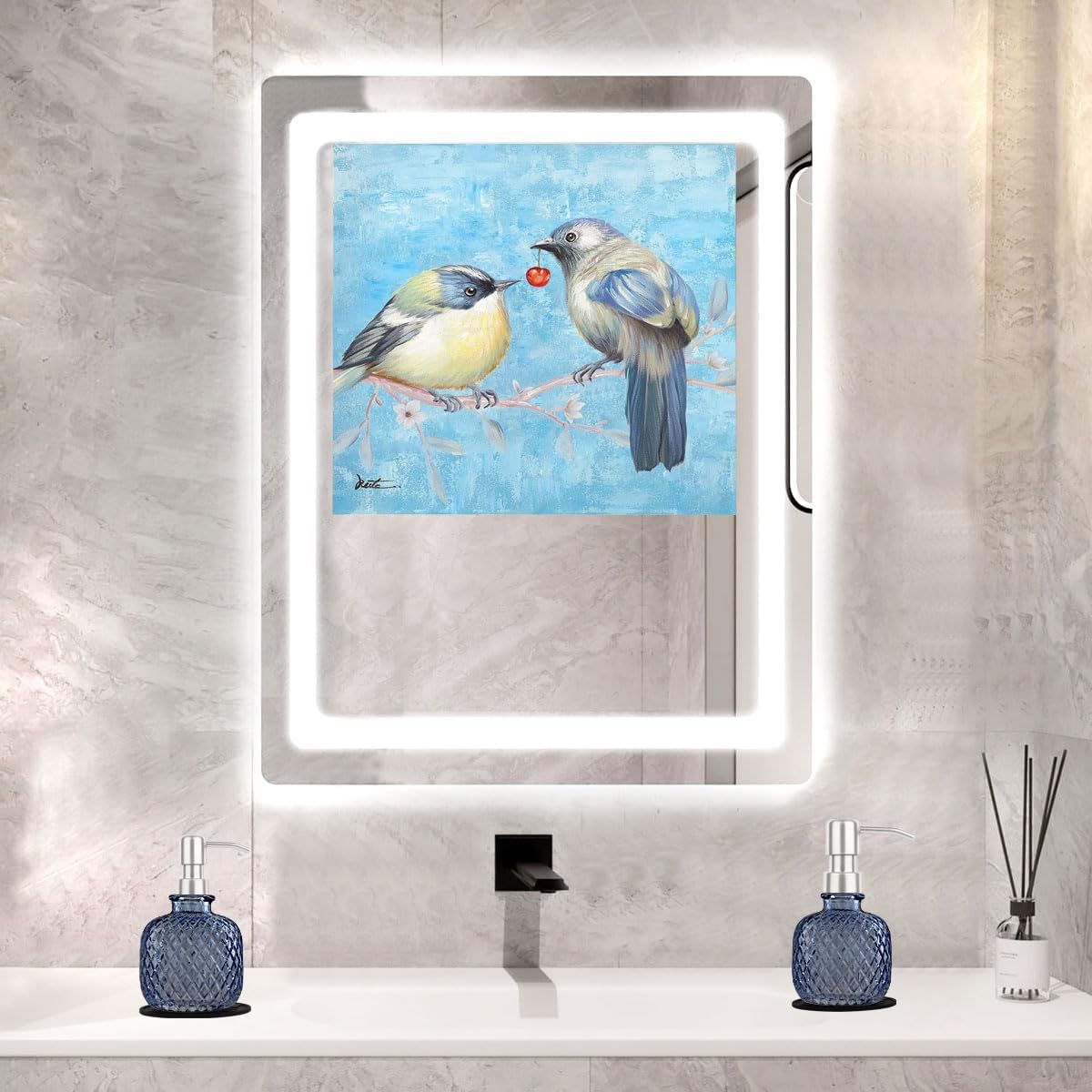 Soap Dispensers with Silicone Mat, for Kitchen and Bathroom Contertop Wash Hand Liquid, Dish Detergent, Farmhouse Style Shampoo Lotion Pump (1, Blue Glass with Champagne, 3-1/2" x 3-1/2" x 6-1/4")