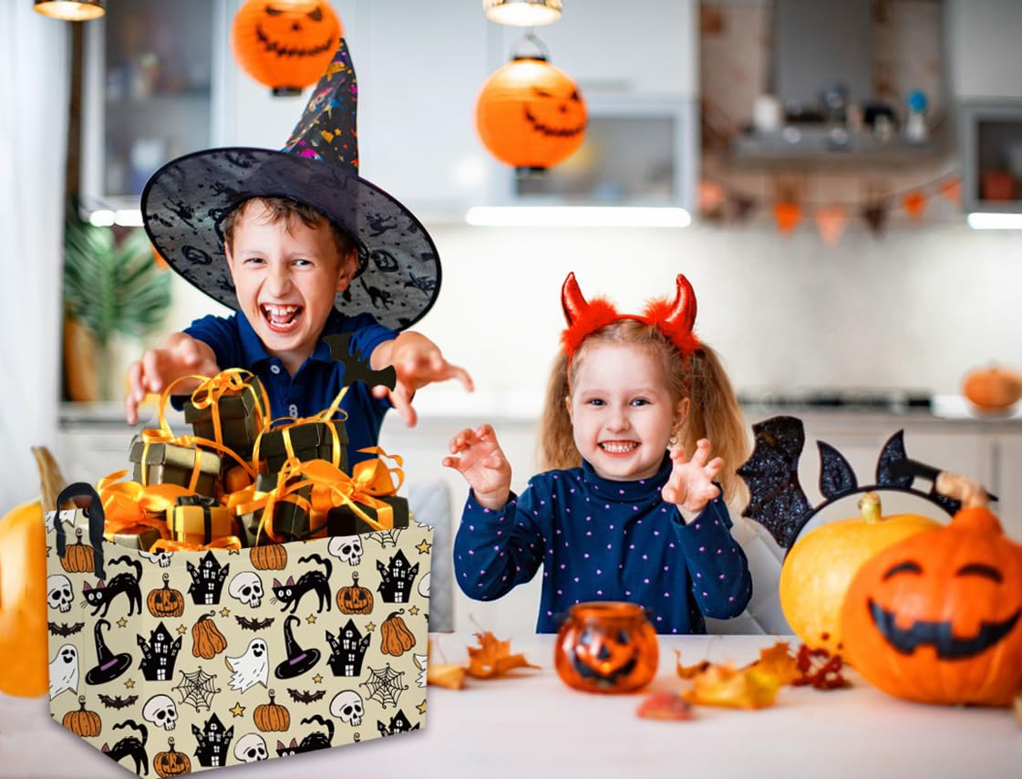 DDBASKET Halloween Basket Pumpkin Baskets Trick or Treat Basket Rectangular Toy Storage Bin for Halloweens Parties(Horror Halloween)