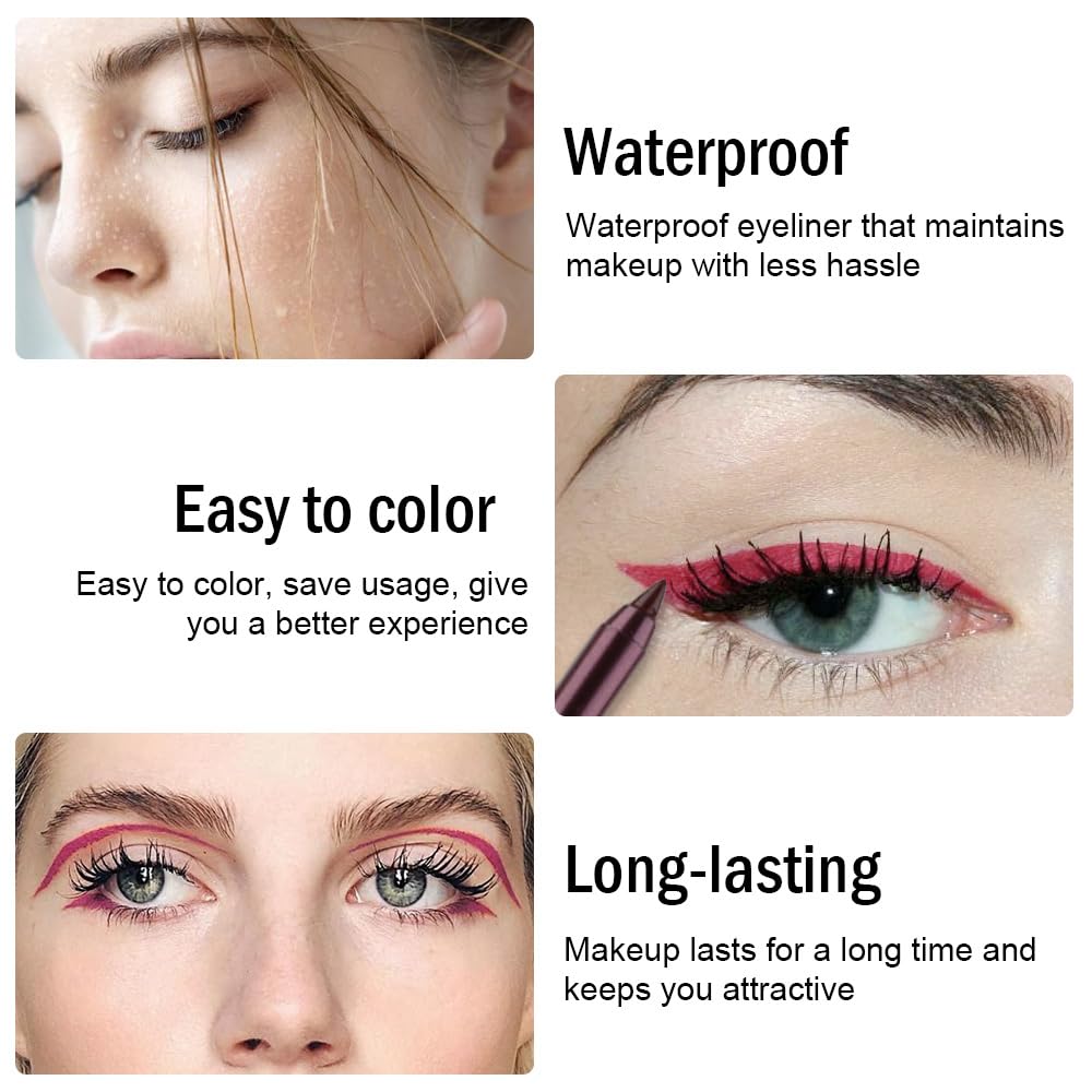 Kaely Gel Eyeliner Pencil for Women, Plum Purple Eye Liner Waterproof Smudge Proof with Sharpener, Waterline Eye Makeup Liners,