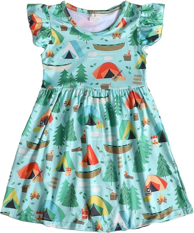 Toddler Girl Dress Horse Print Ruffle Bottom Casual Dress Summer Clothes 1-8Y