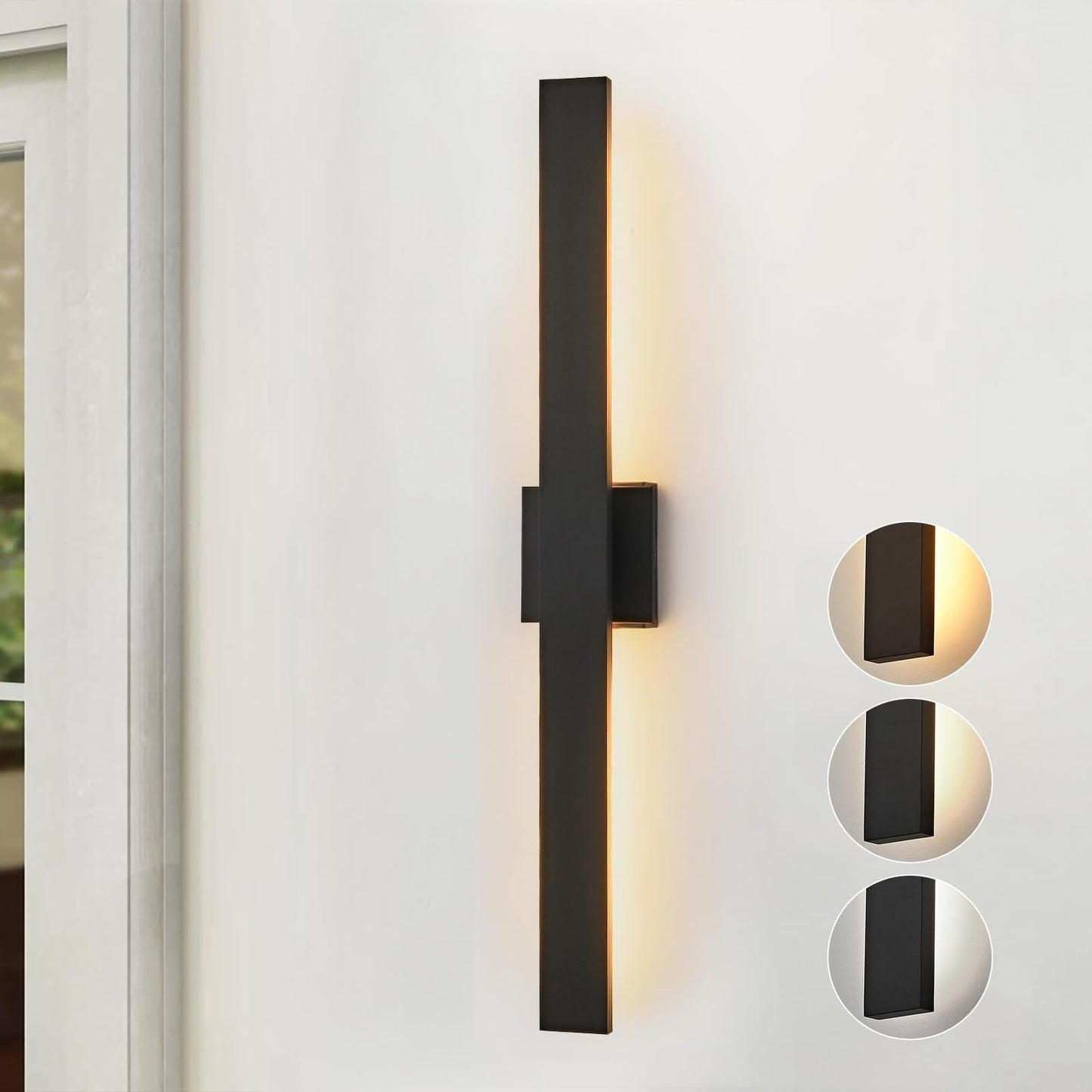JOKAONOTL Upgraded 34in Black Long Modern LED Outdoor Wall Lights 3000K 4000K 5000K Dimmable Exterior Wall Sconce Outside Light fixtures for House Garage Front Door
