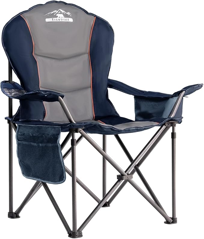 Tisetrail Oversized Camping Chair Folding Chair with Cooler Padded Outdoor Chairs Heavy Duty Support 500 LBS Steel Frame C...