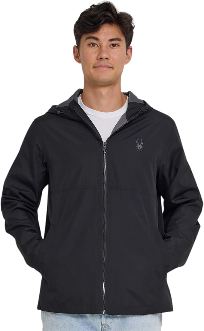Spyder Packable Rain Jacket Men – Water Resistant Windbreaker with Hood, Lightweight Rain Coat Slicker, Travel, Golf, Fishing