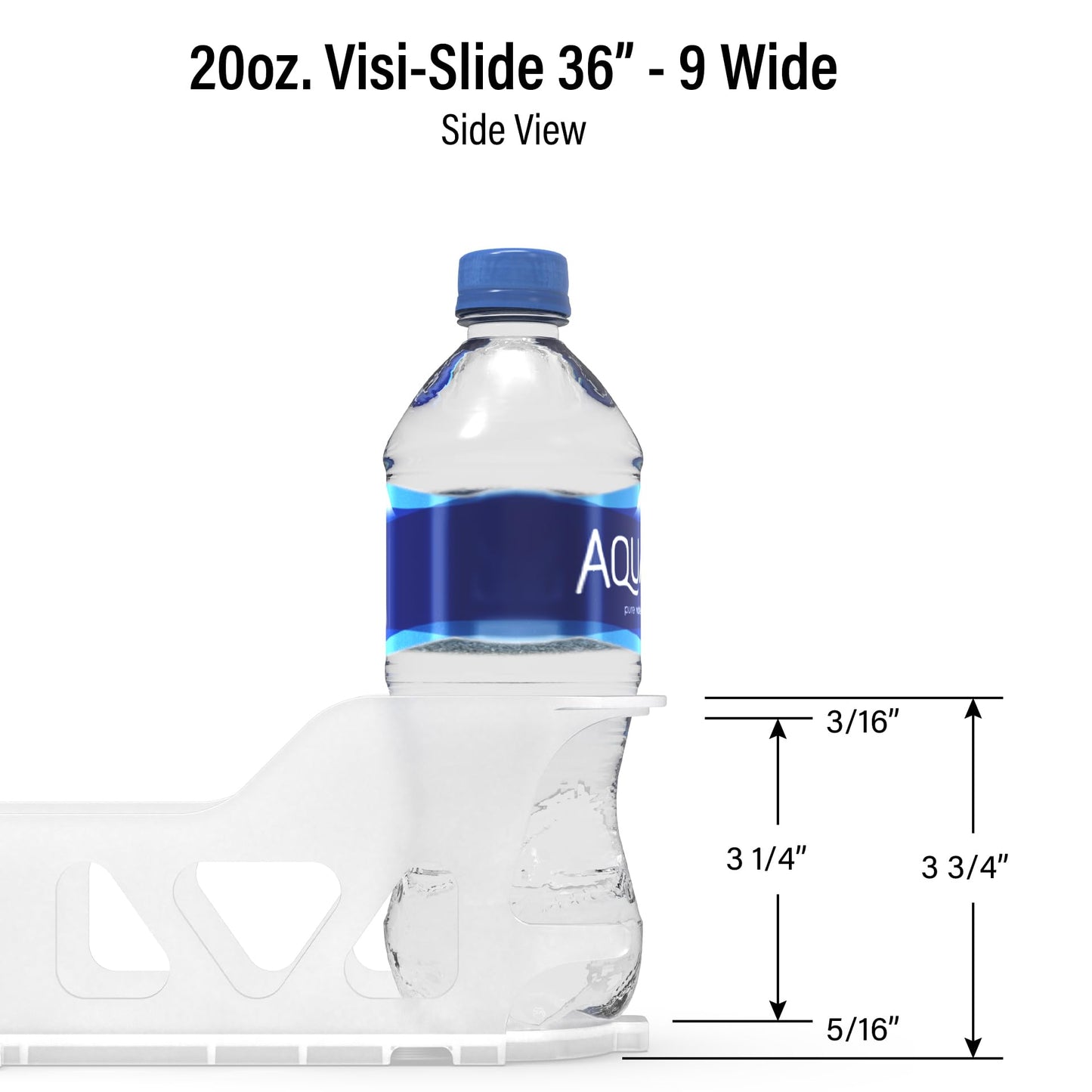 Display Technologies Visi-Slide Gravity Fed Extended Organizer for 20-25oz Beverages on Extended Flat and Angled Shelves in Cold Vaults & Coolers, 9-Wide, 36" Deep Drink Organizer (Pack of 3)