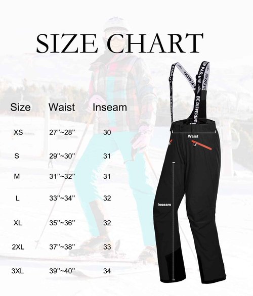 fit space Women's Insulated Ski Pants Waterproof 15,000mm Removable Suspenders Winter Snow Snowboarding (Black,Medium)